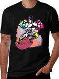 Bold Graphic T-Shirt: Muscled Cartoon Man Design