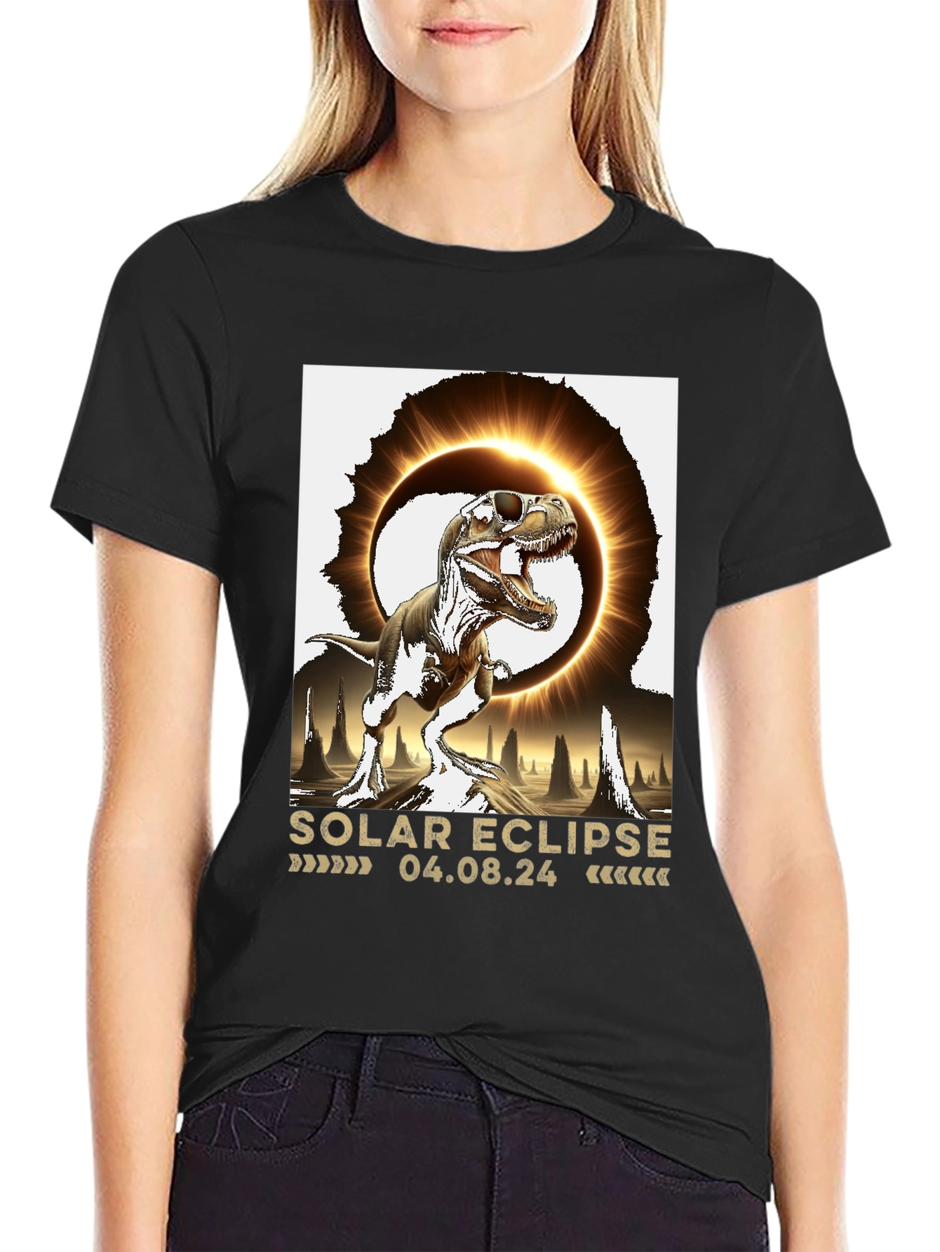 Solar Eclipse Dinosaur T-Shirt