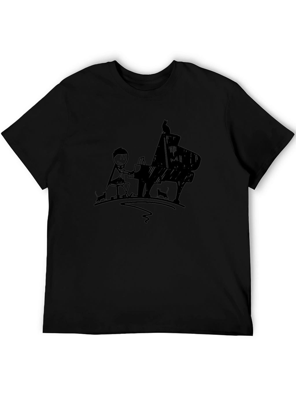 Stick Figure Pianist Graphic Tee - Black