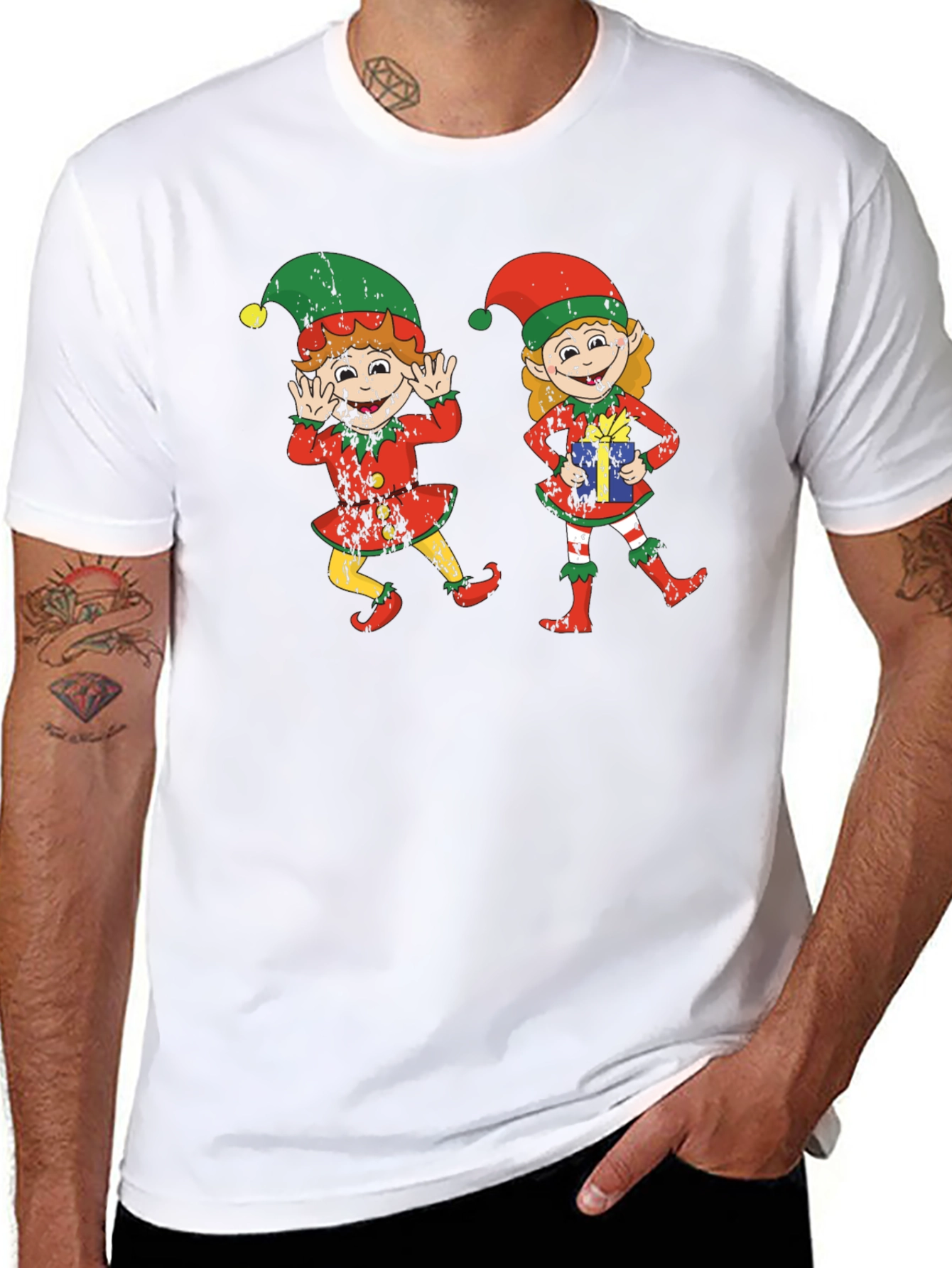 Festive Elf Graphic Tee - Holiday Cheer