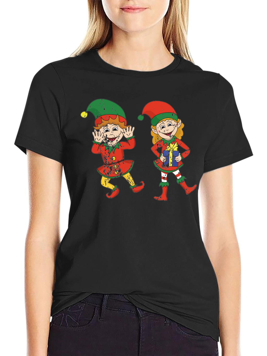 Festive Elf Graphic Tee - Holiday Cheer