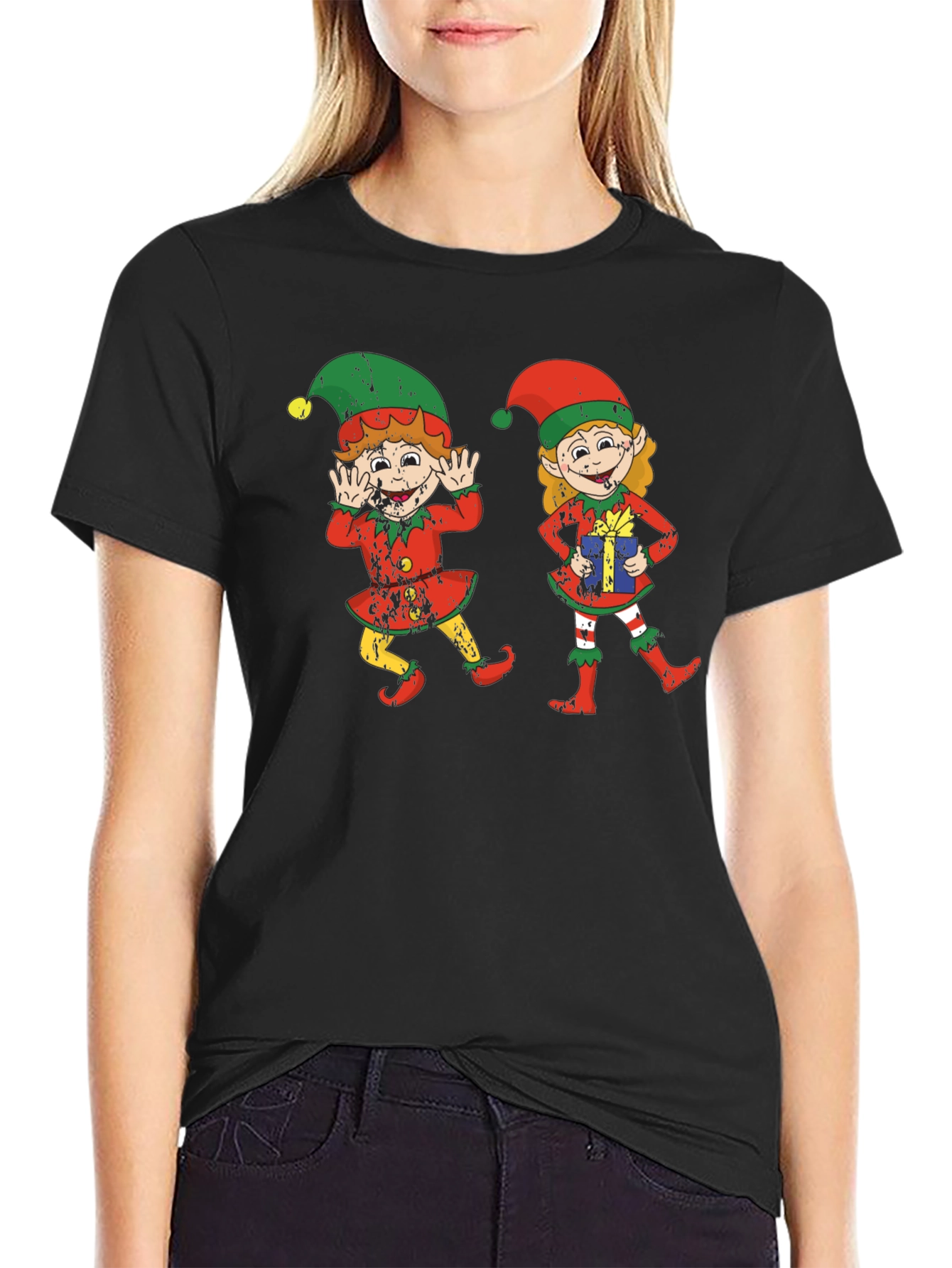 Festive Elf Graphic Tee - Holiday Cheer