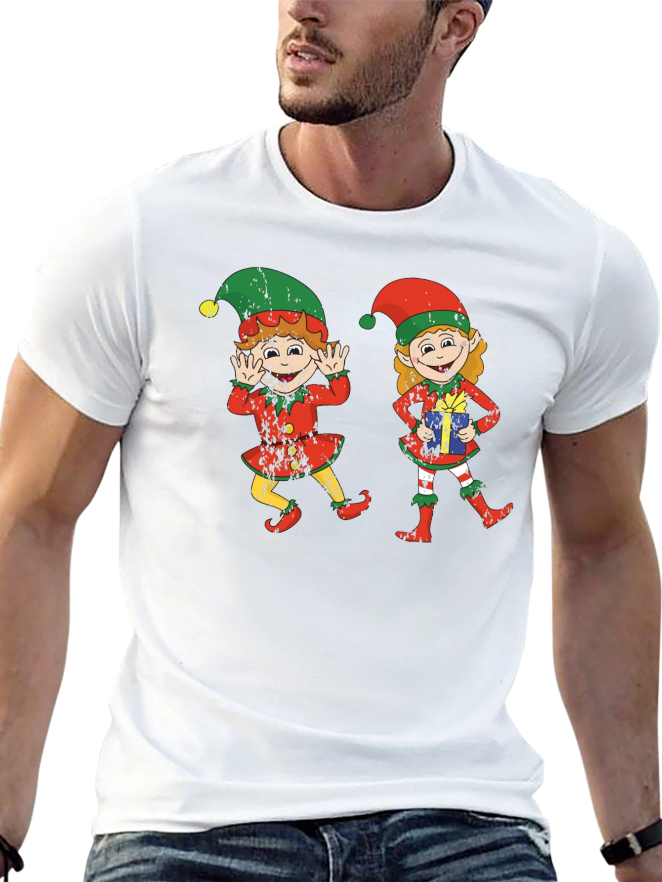 Festive Elf Graphic Tee - Holiday Cheer