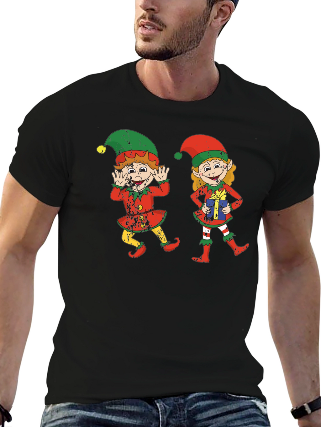 Festive Elf Graphic Tee - Holiday Cheer