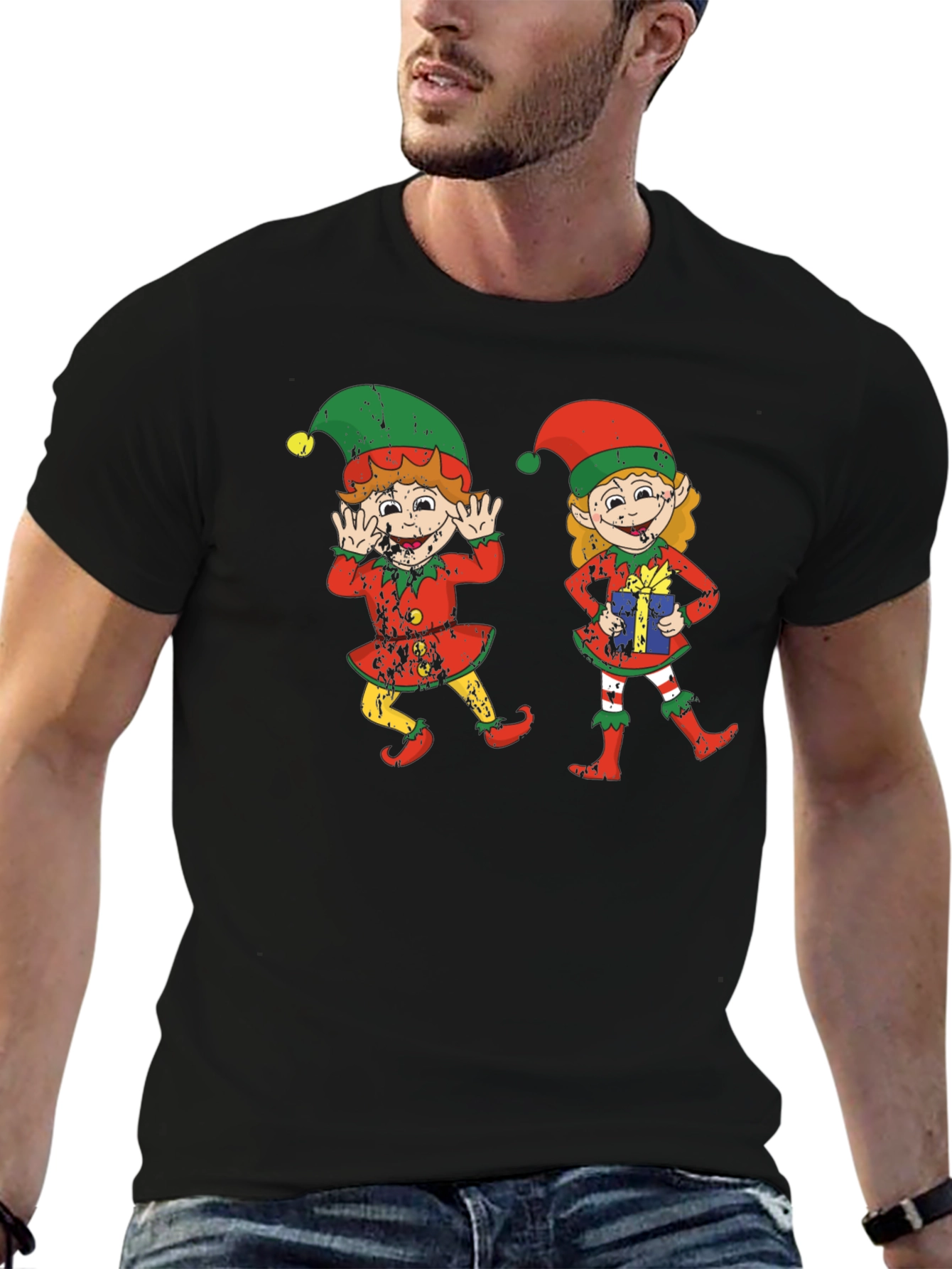 Festive Elf Graphic Tee - Holiday Cheer
