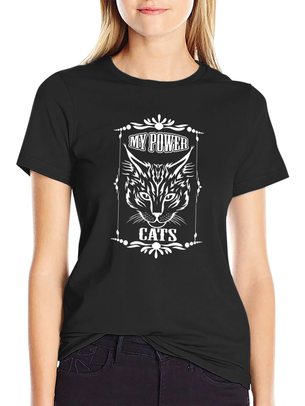 My Power Cats Black T-Shirt