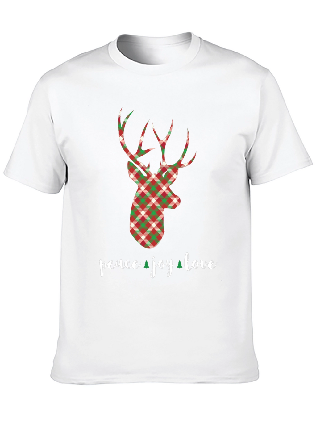 Holiday Plaid Deer T-Shirt - Peace Joy Love