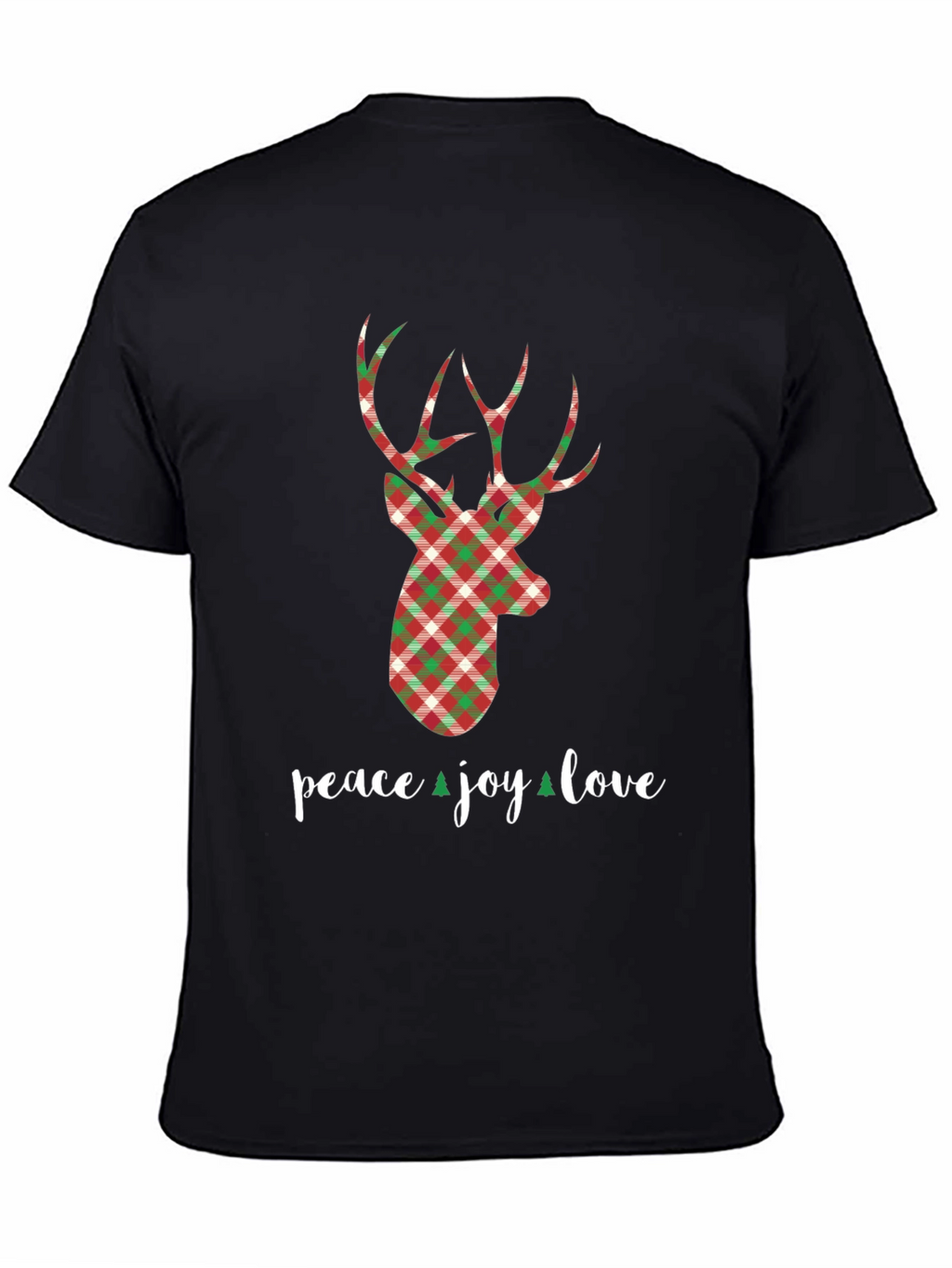 Holiday Plaid Deer T-Shirt - Peace Joy Love