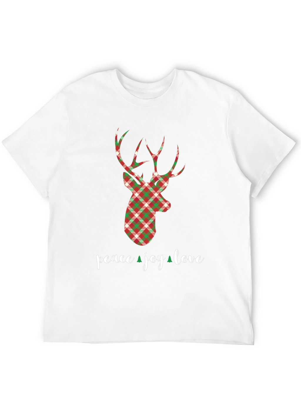 Holiday Plaid Deer T-Shirt - Peace Joy Love