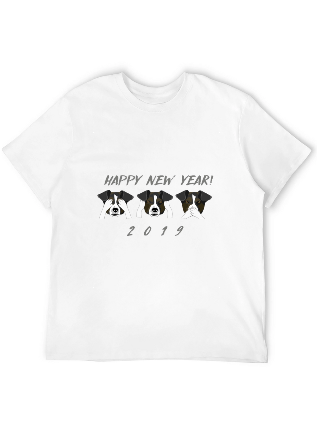 Happy New Year Dog T-Shirt Black