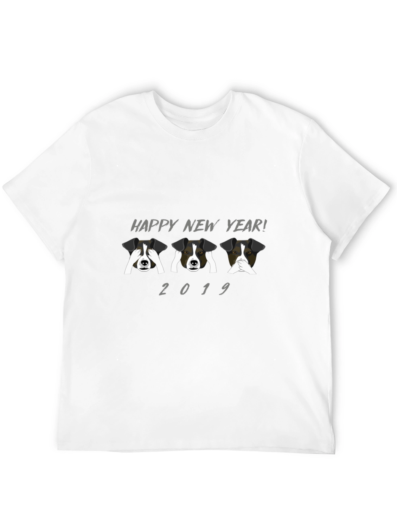 Happy New Year Dog T-Shirt Black