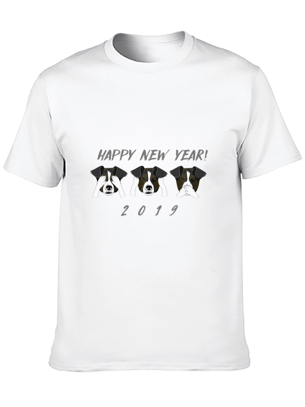 Happy New Year Dog T-Shirt Black
