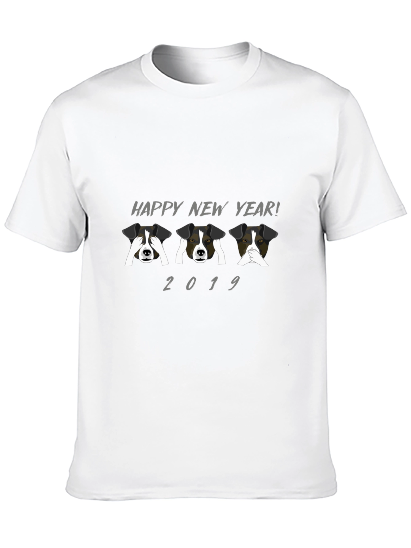 Happy New Year Dog T-Shirt Black