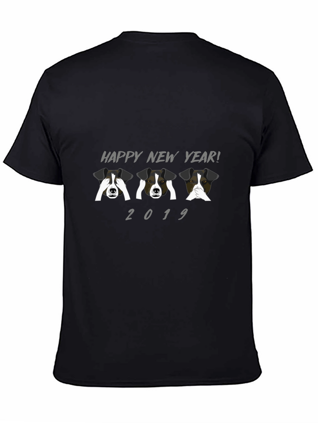 Happy New Year Dog T-Shirt Black