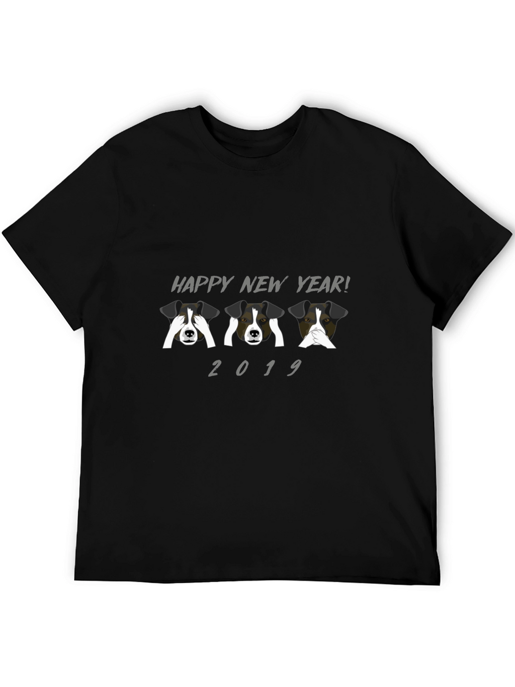 Happy New Year Dog T-Shirt Black