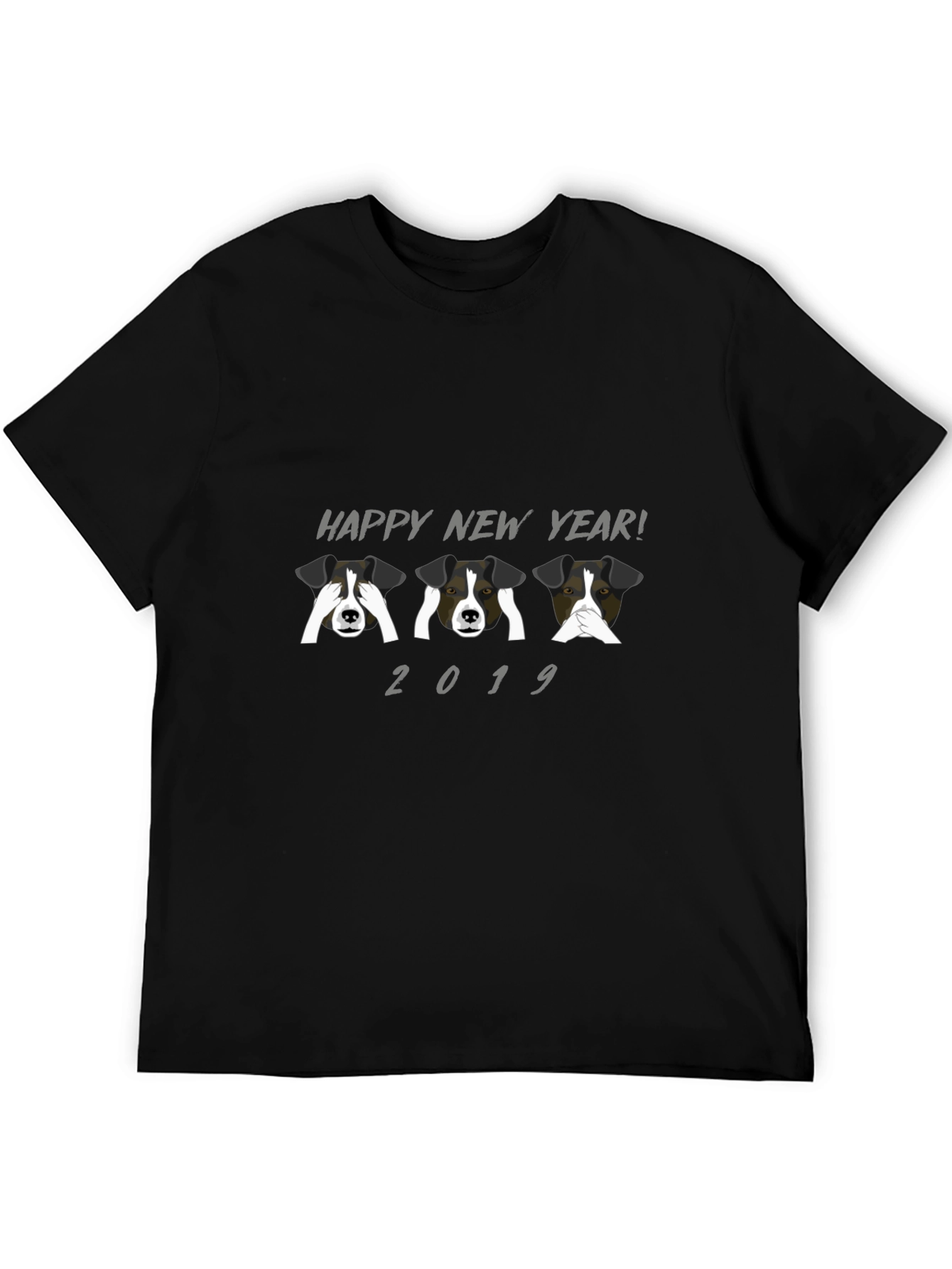 Happy New Year Dog T-Shirt Black
