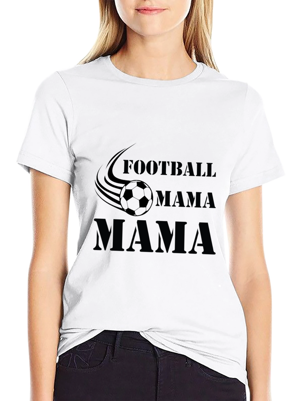 Football Mama Graphic T-Shirt - Black