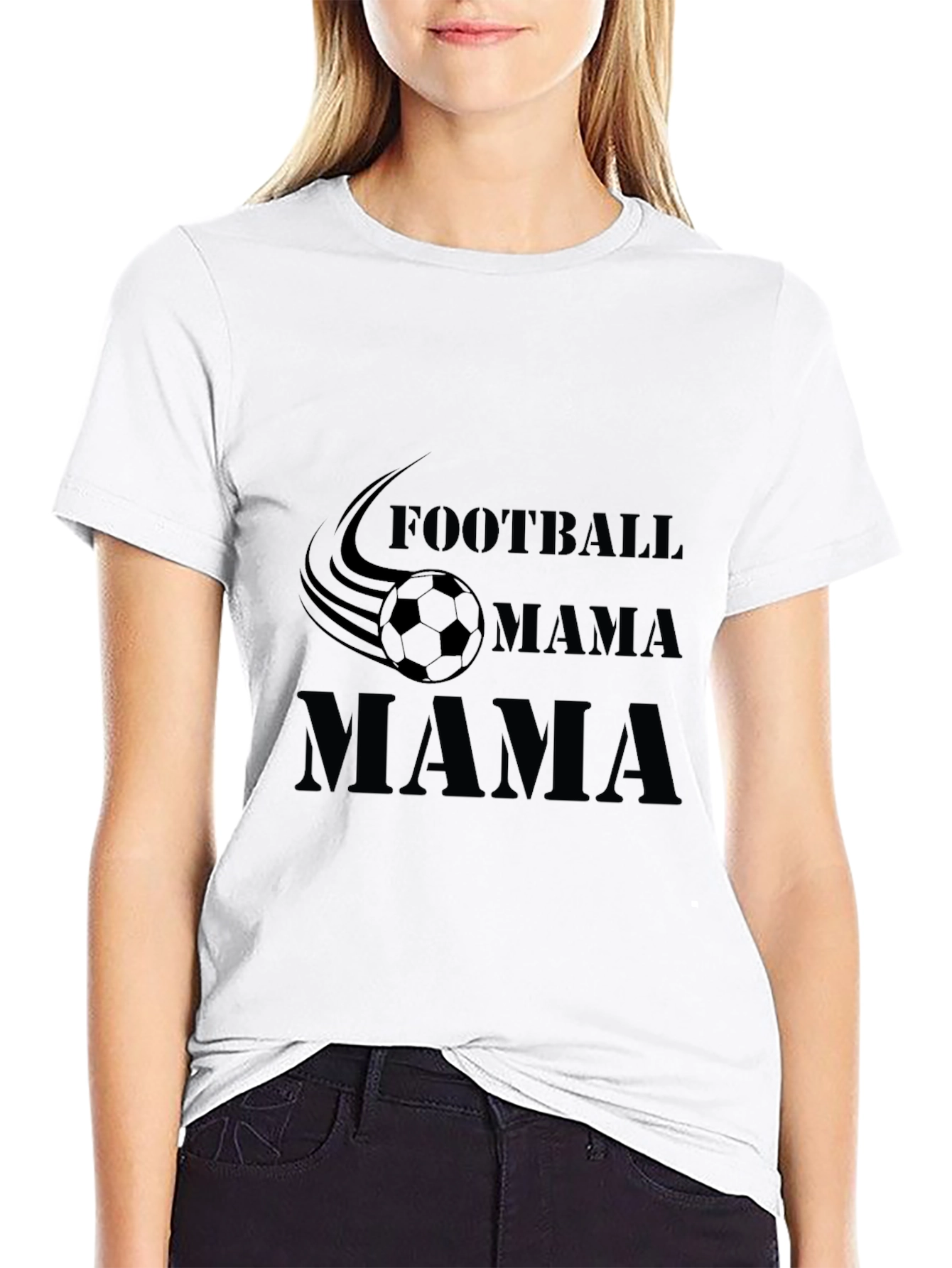 Football Mama Graphic T-Shirt - Black