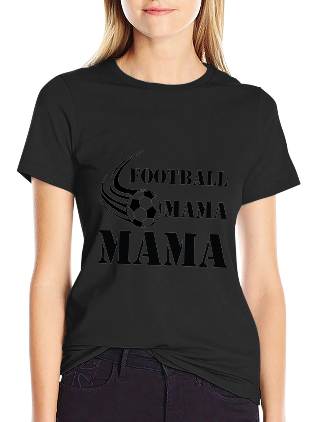 Football Mama Graphic T-Shirt - Black