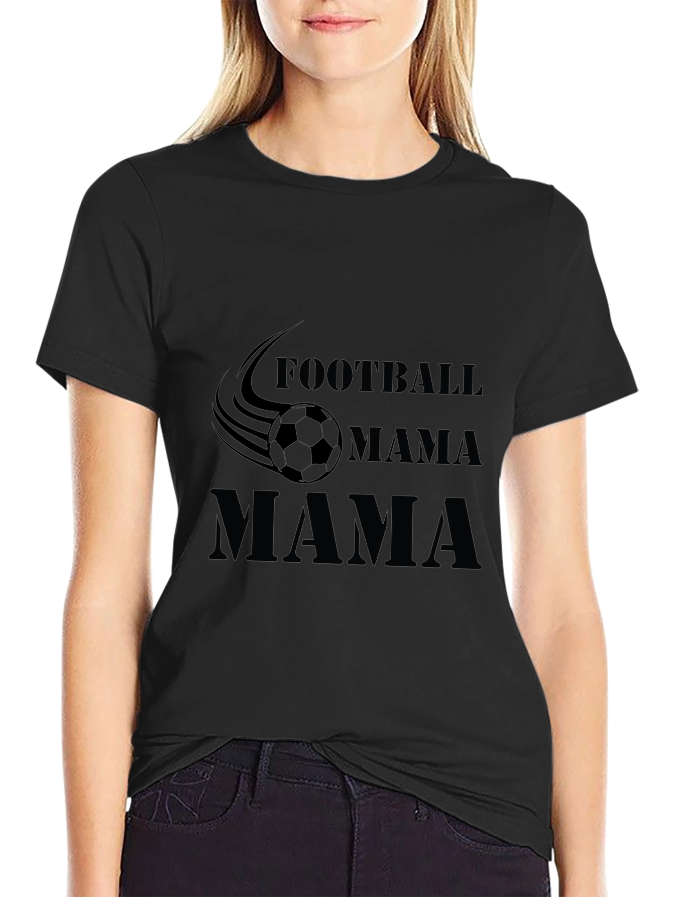 Football Mama Graphic T-Shirt - Black