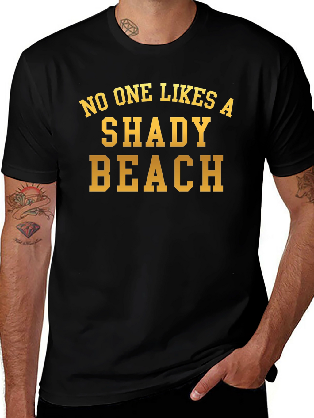 Shady Beach Graphic Tee - Black Cotton T-Shirt