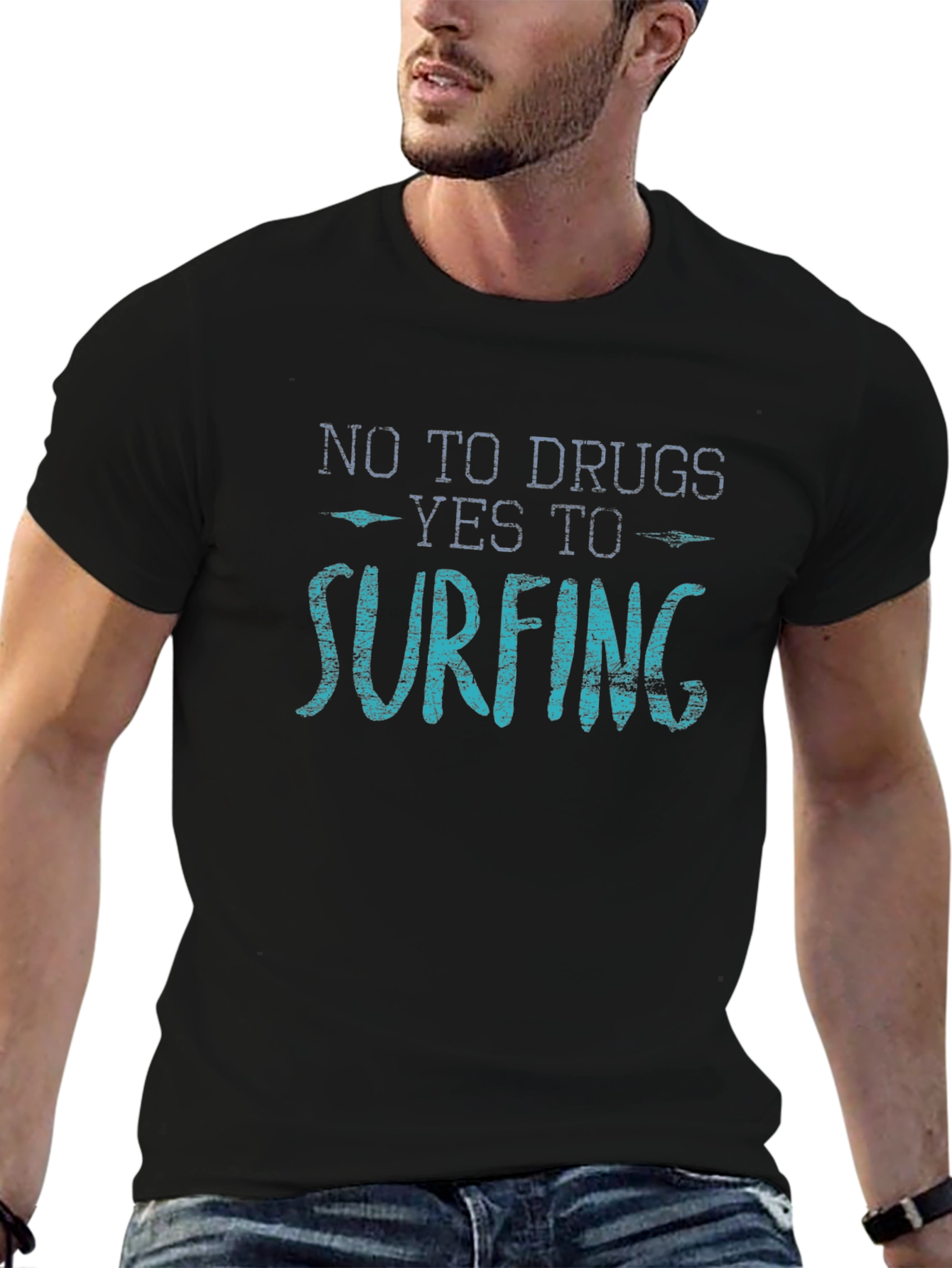 No Drugs Yes Surfing Graphic T-Shirt