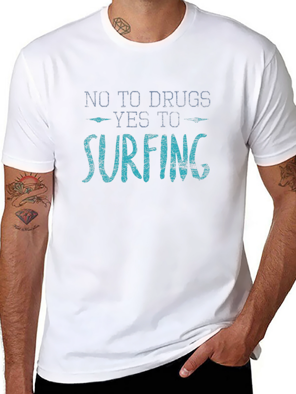 No Drugs Yes Surfing Graphic T-Shirt