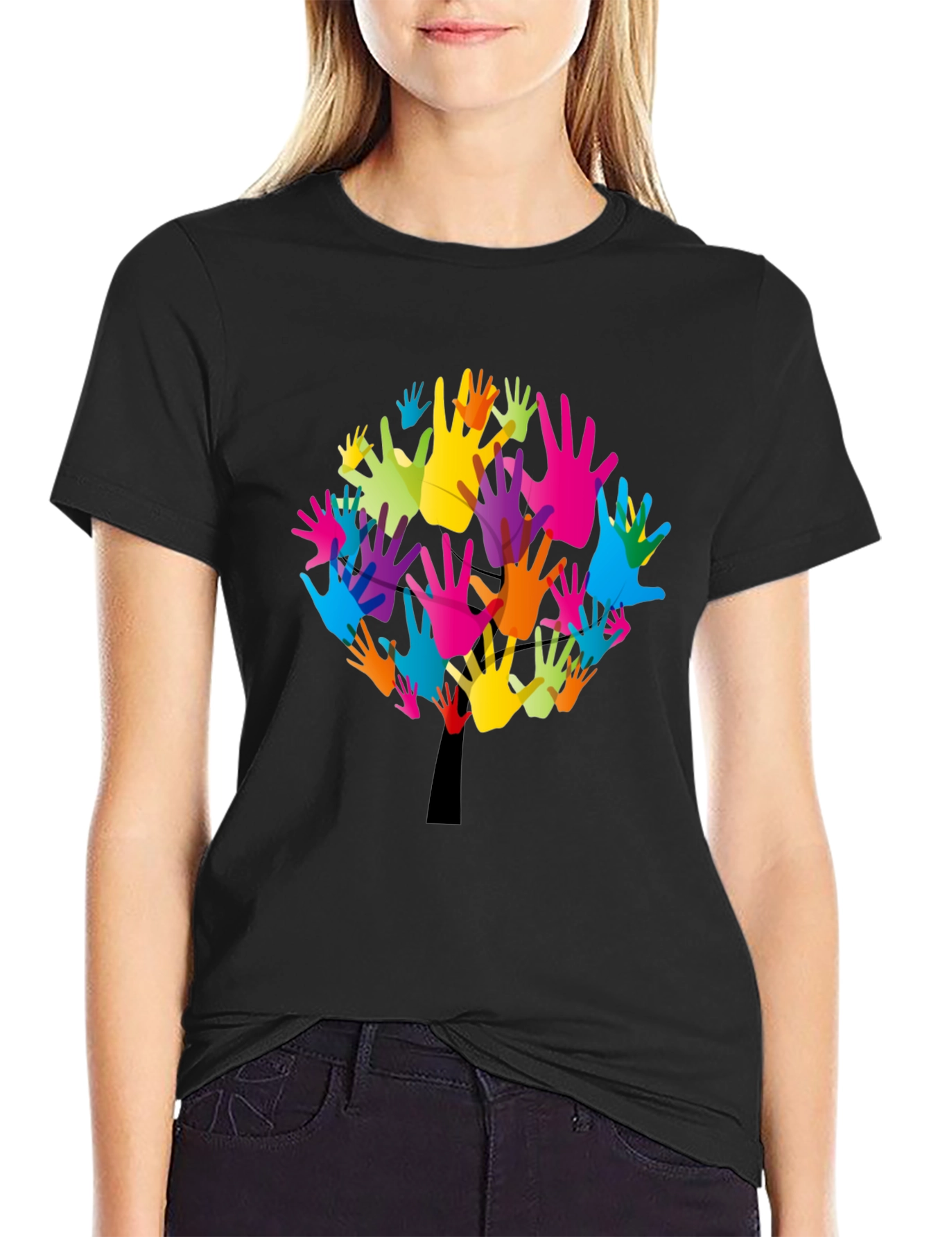 Colorful Hands Tree Graphic T-Shirt - Unity & Diversity