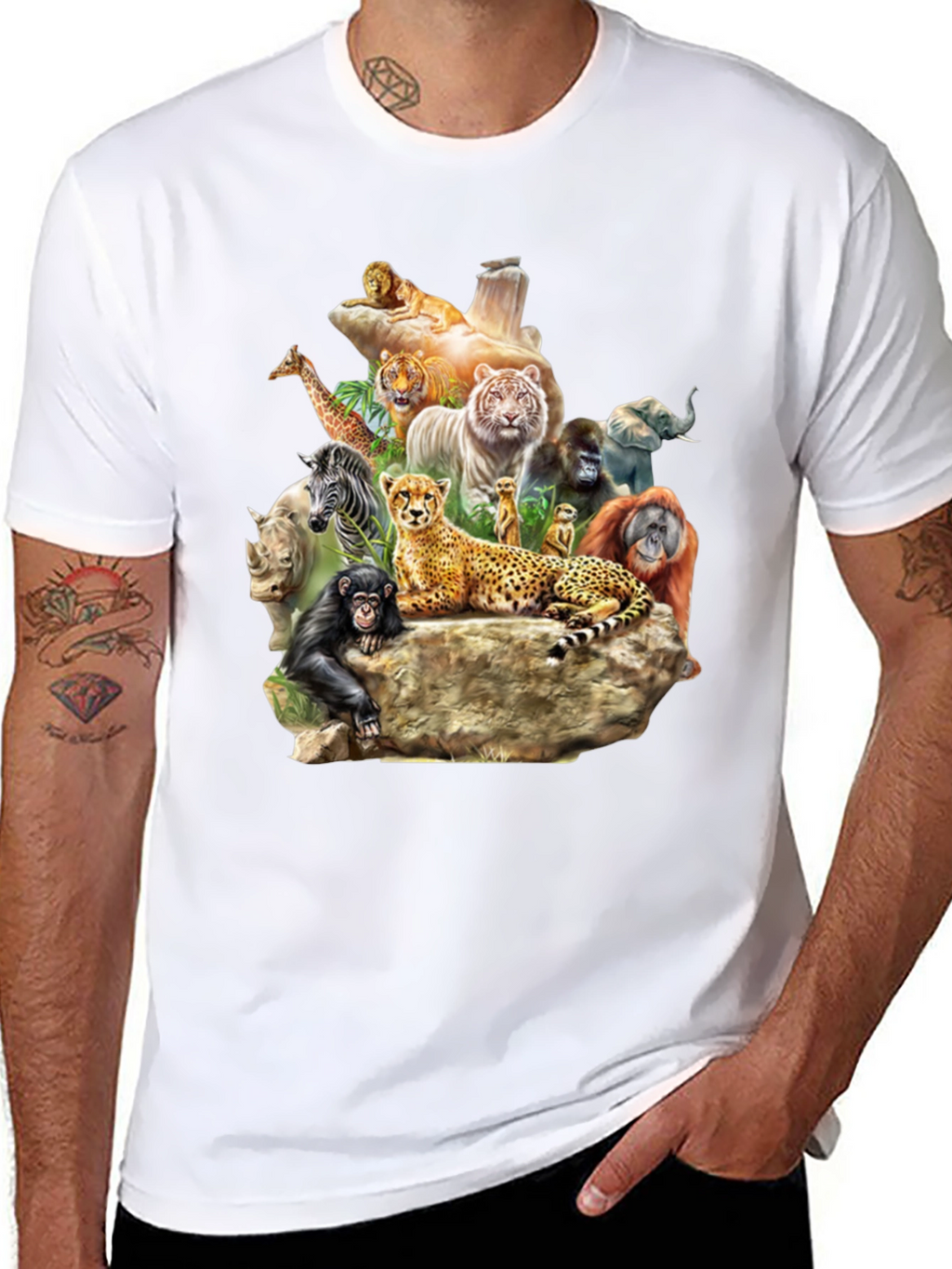 Wildlife Animals Graphic T-Shirt - Black