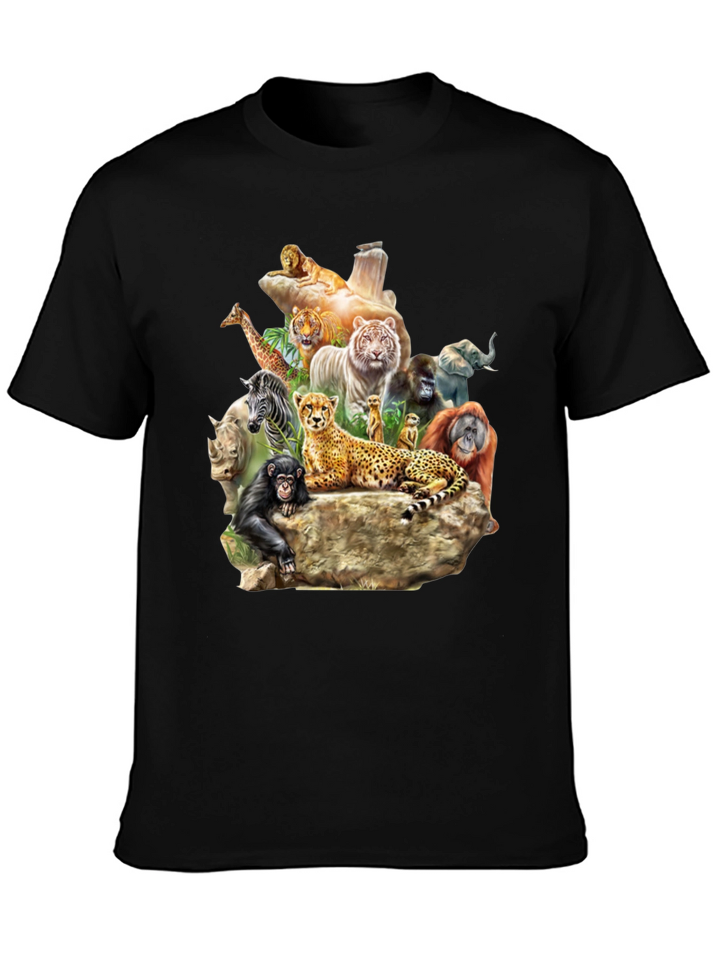 Wildlife Animals Graphic T-Shirt - Black