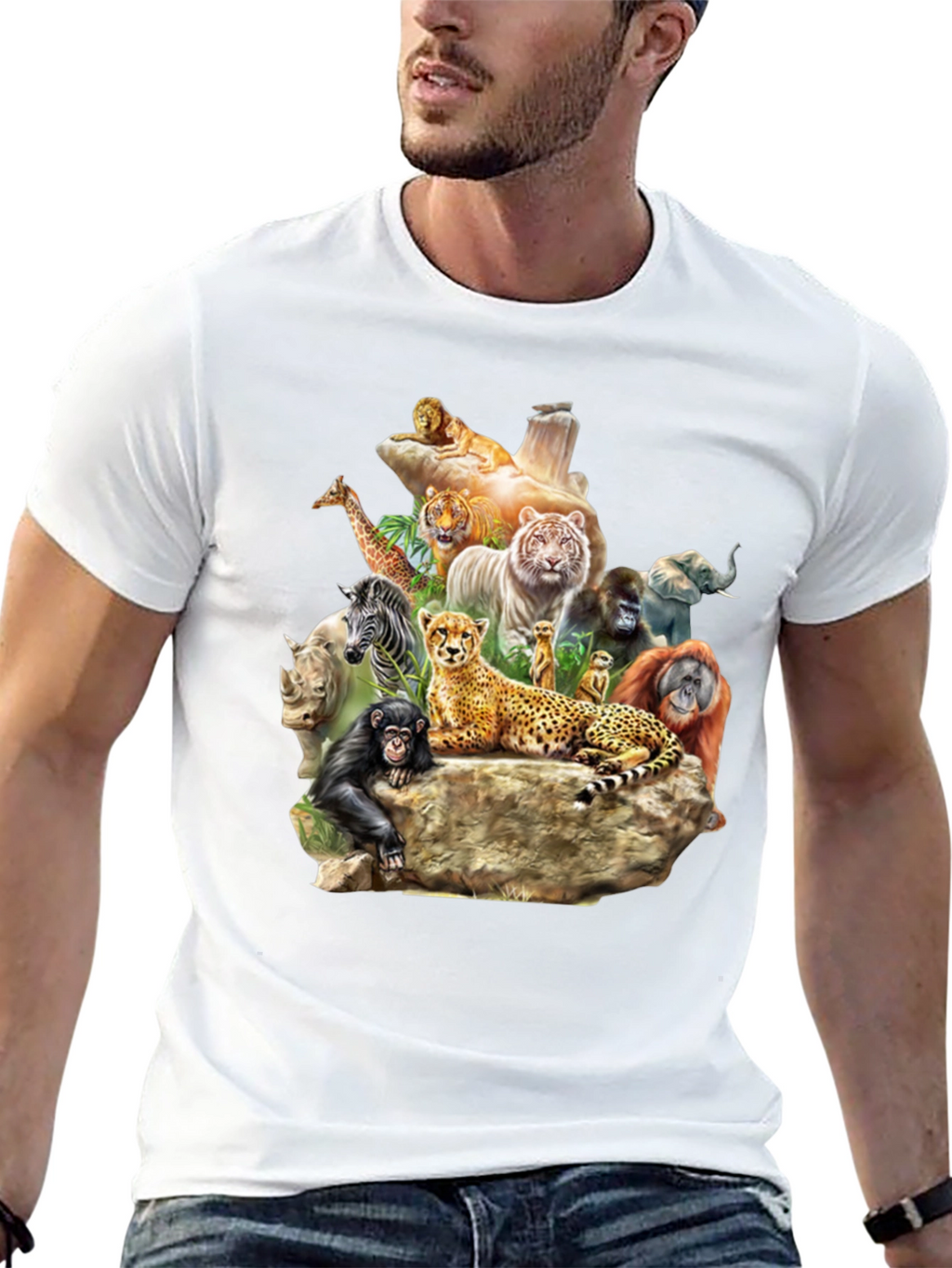 Wildlife Animals Graphic T-Shirt - Black