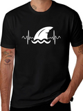 Shark Heartbeat Graphic T-Shirt - Black Cotton Tee