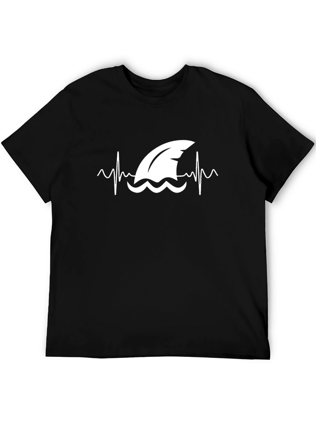 Shark Heartbeat Graphic T-Shirt - Black Cotton Tee