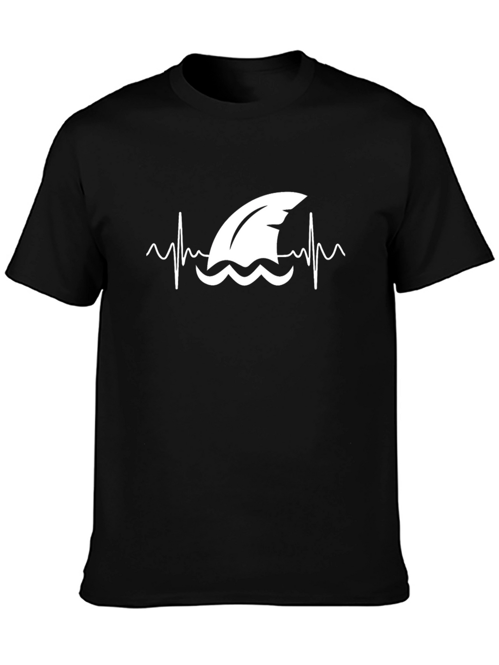 Shark Heartbeat Graphic T-Shirt - Black Cotton Tee