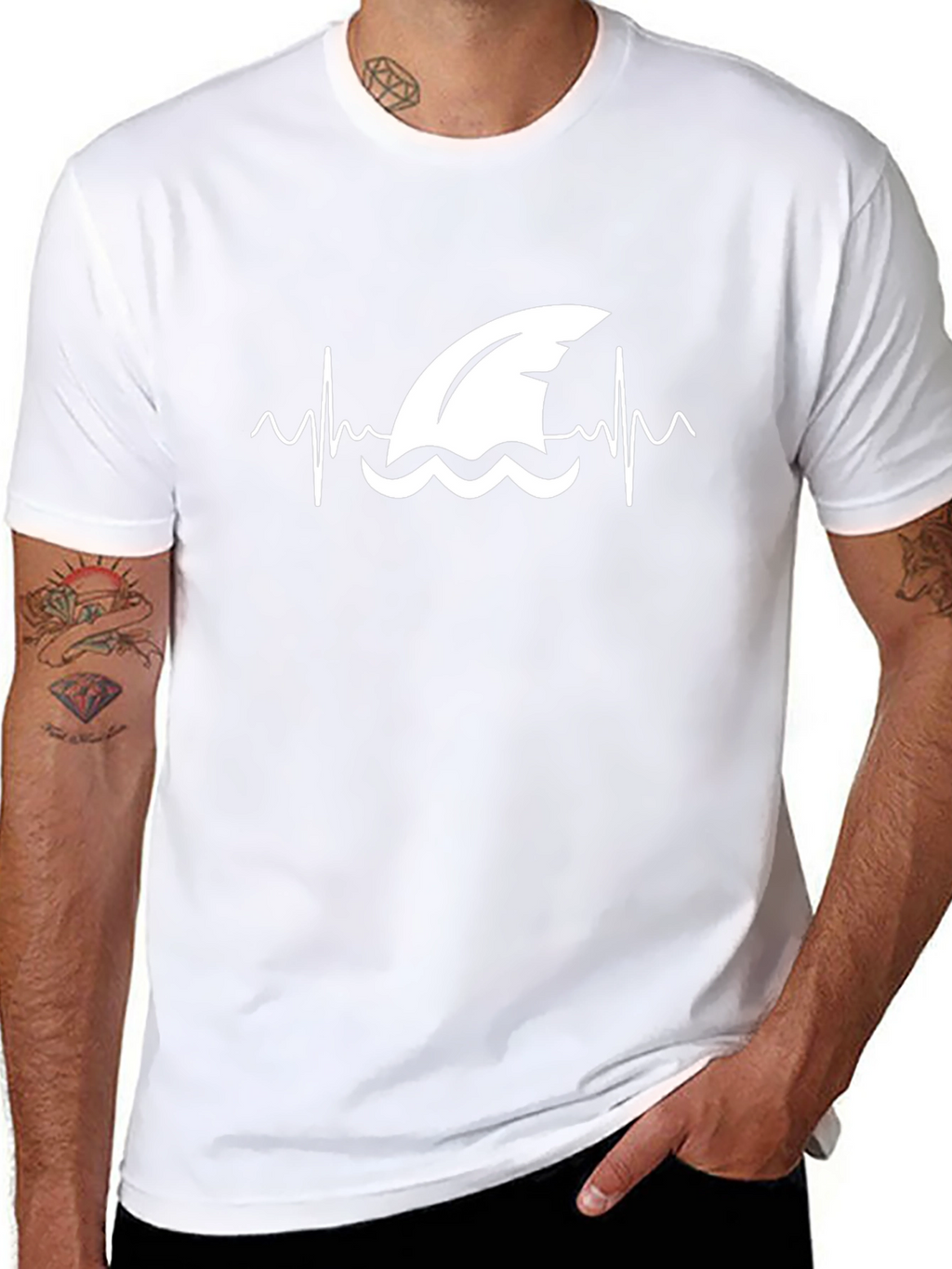 Shark Heartbeat Graphic T-Shirt - Black Cotton Tee