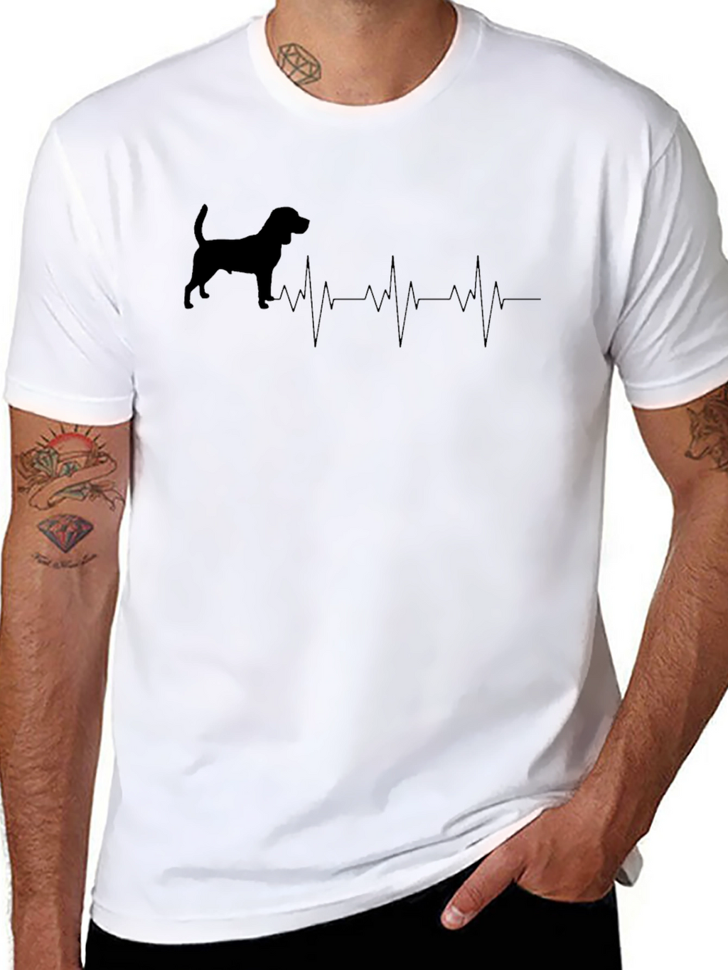 Dog Heartbeat T-Shirt - Black Graphic Tee