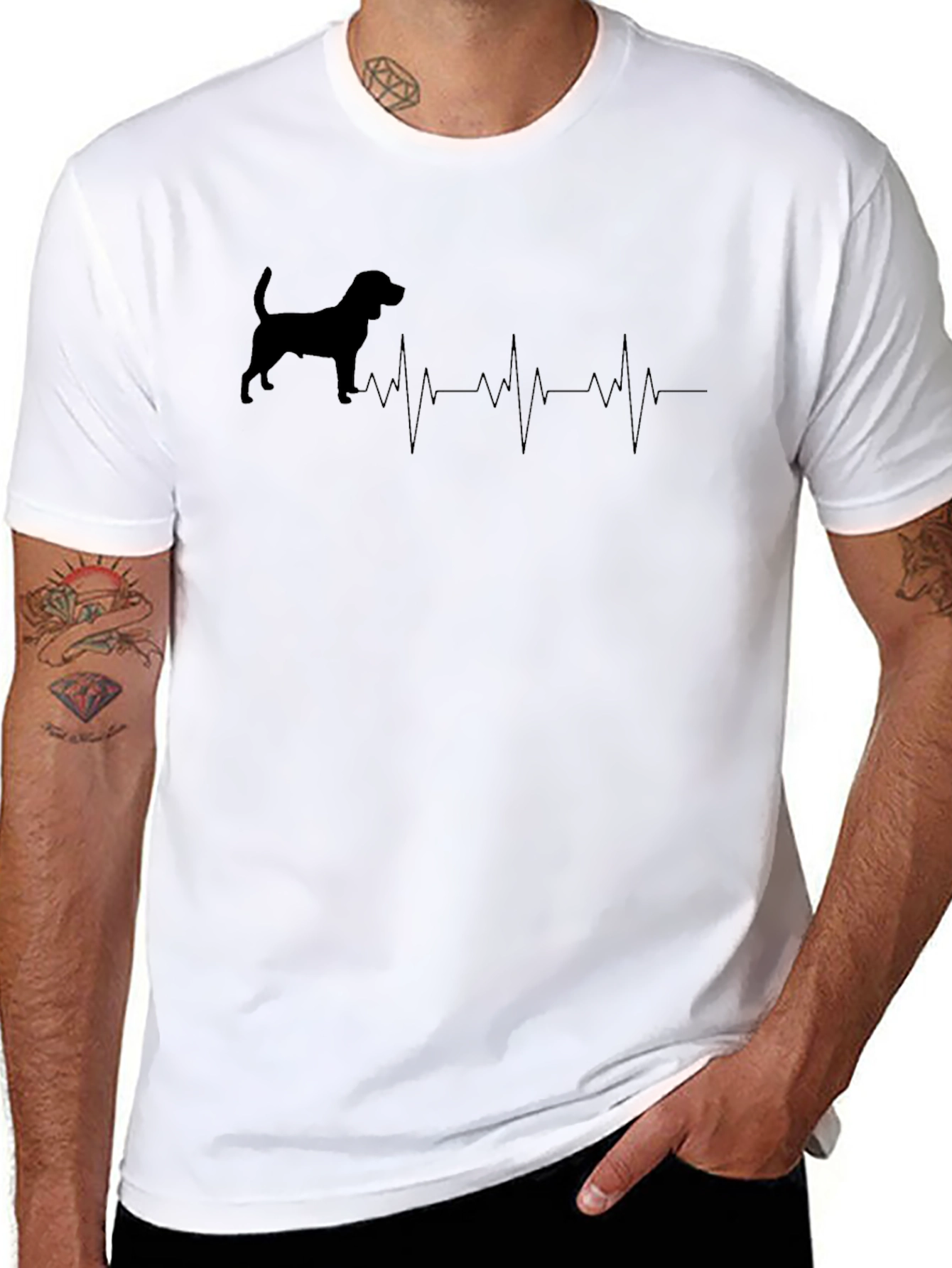 Dog Heartbeat T-Shirt - Black Graphic Tee