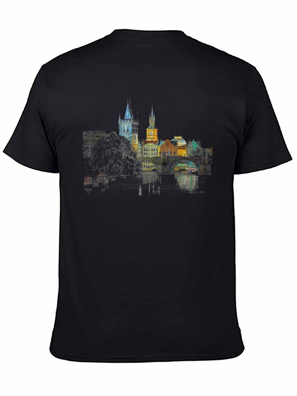 Prague Skyline T-Shirt - Black