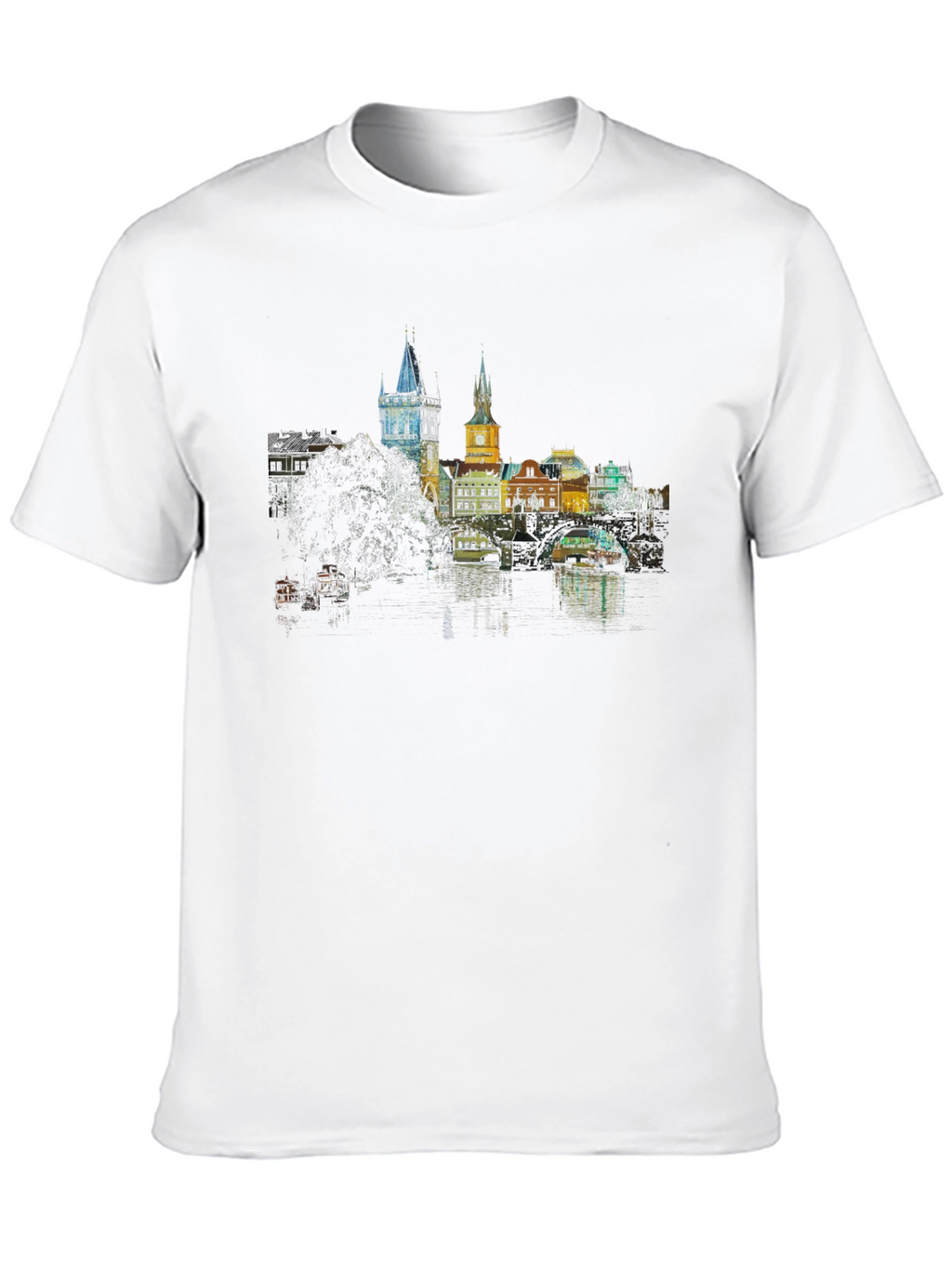 Prague Skyline T-Shirt - Black