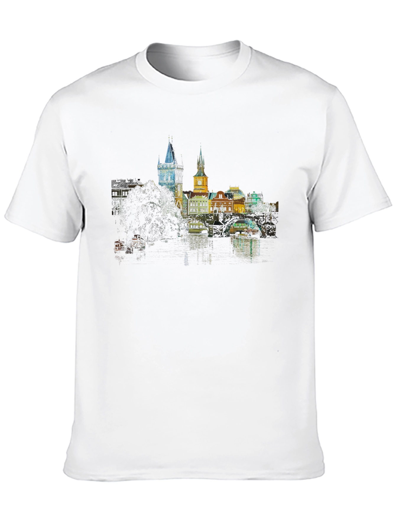 Prague Skyline T-Shirt - Black