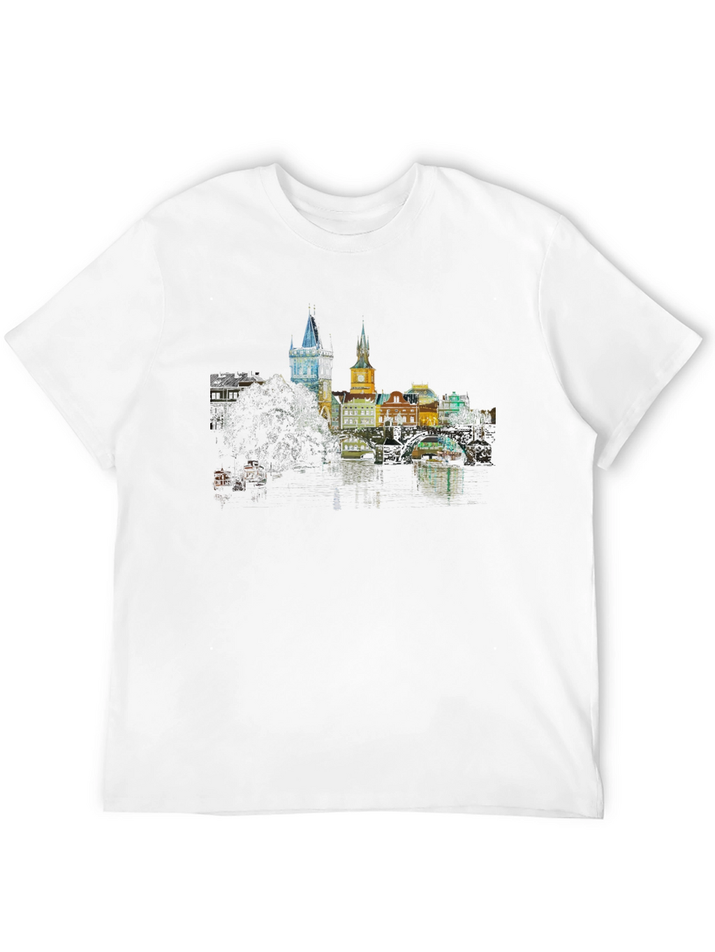 Prague Skyline T-Shirt - Black