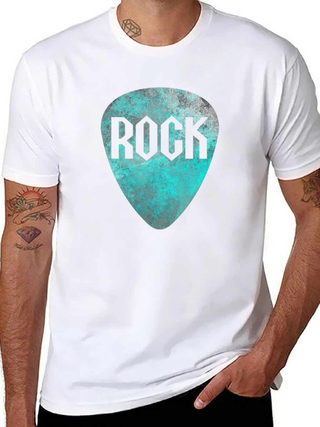 Rock Guitar Pick Tee - Black Graphic T-Shirt