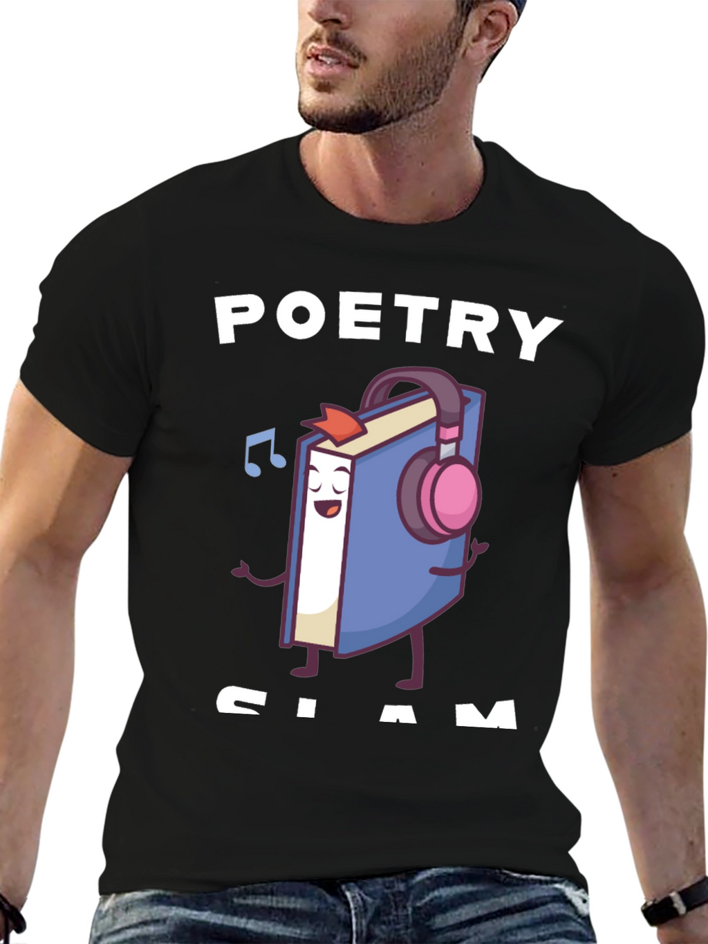 Poetry Slam T-Shirt - Book with Headphones Graphic Tee
