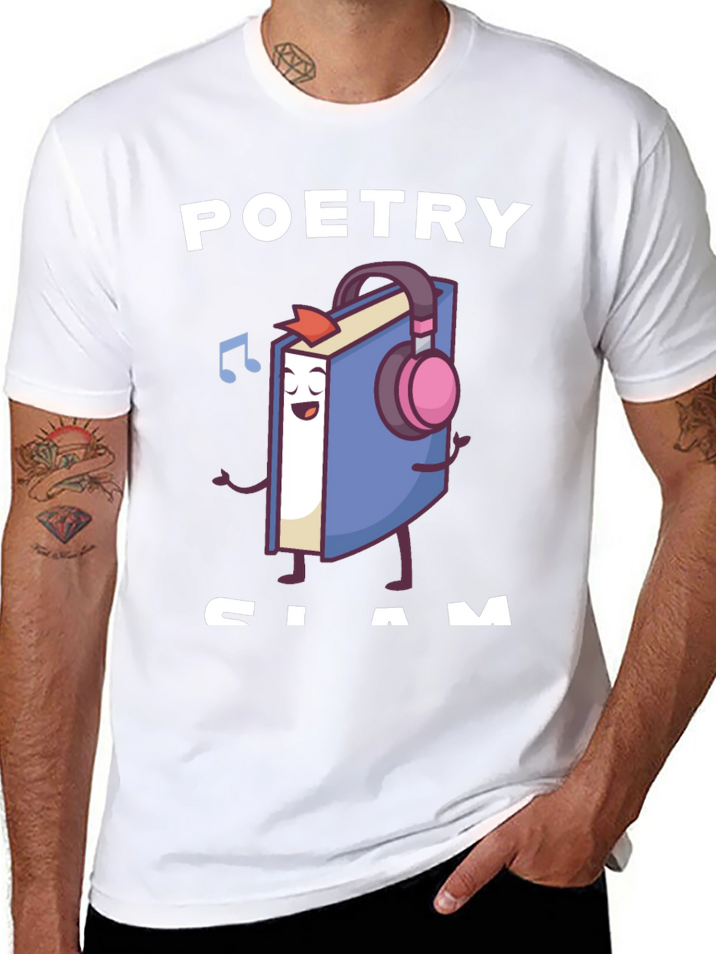 Poetry Slam T-Shirt - Book with Headphones Graphic Tee