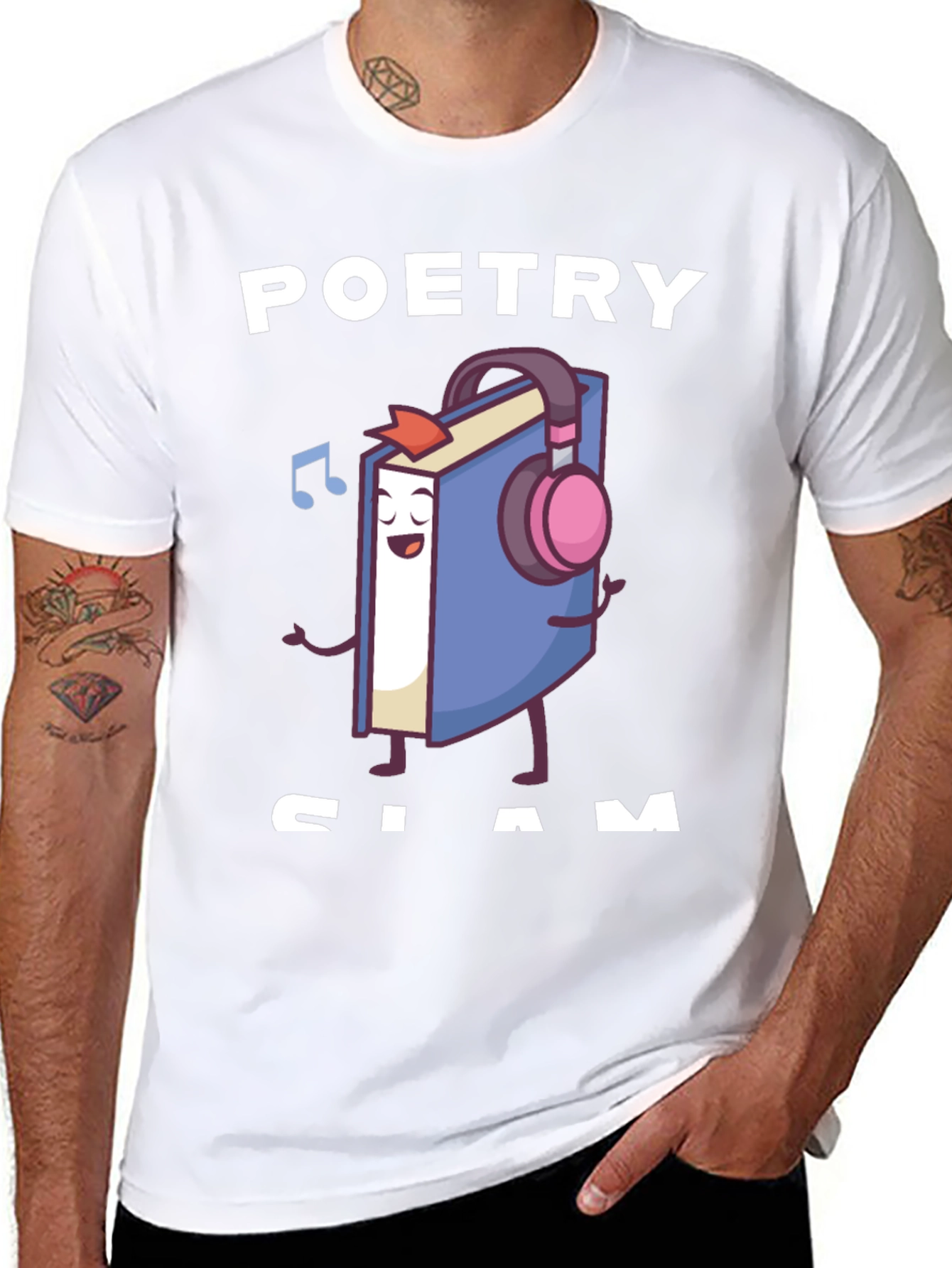 Poetry Slam T-Shirt - Book with Headphones Graphic Tee