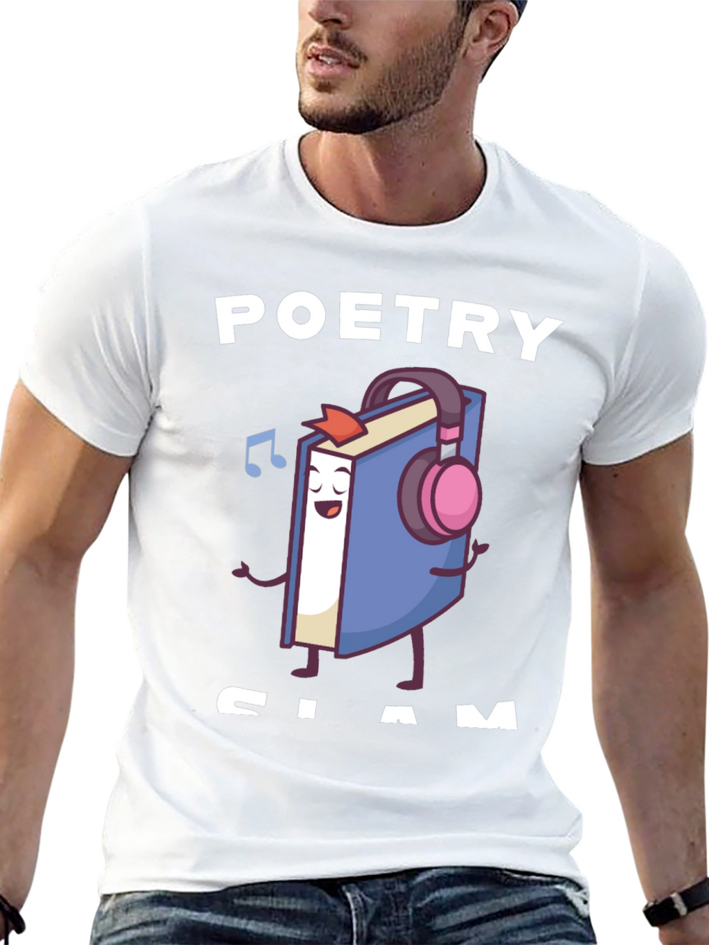 Poetry Slam T-Shirt - Book with Headphones Graphic Tee