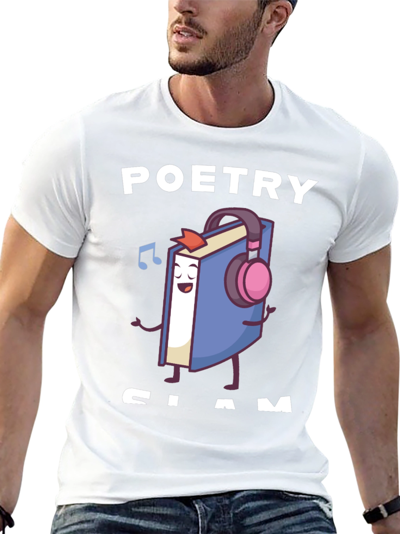Poetry Slam T-Shirt - Book with Headphones Graphic Tee