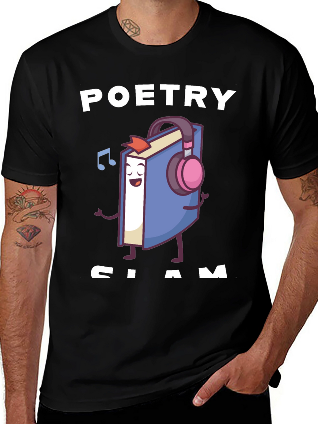 Poetry Slam T-Shirt - Book with Headphones Graphic Tee