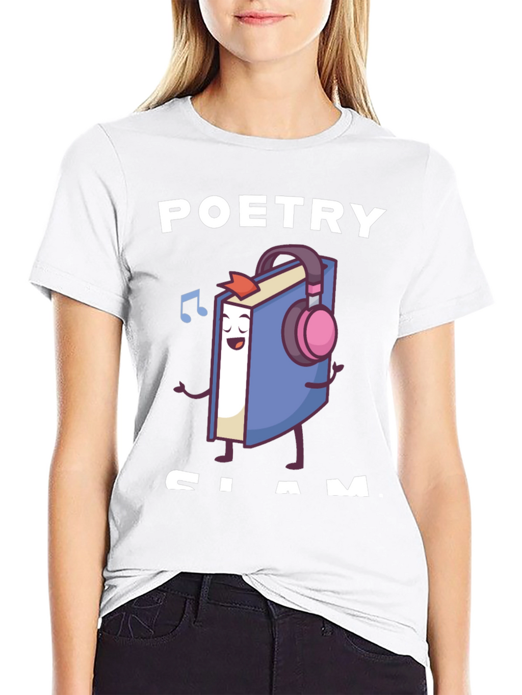 Poetry Slam T-Shirt - Book with Headphones Graphic Tee