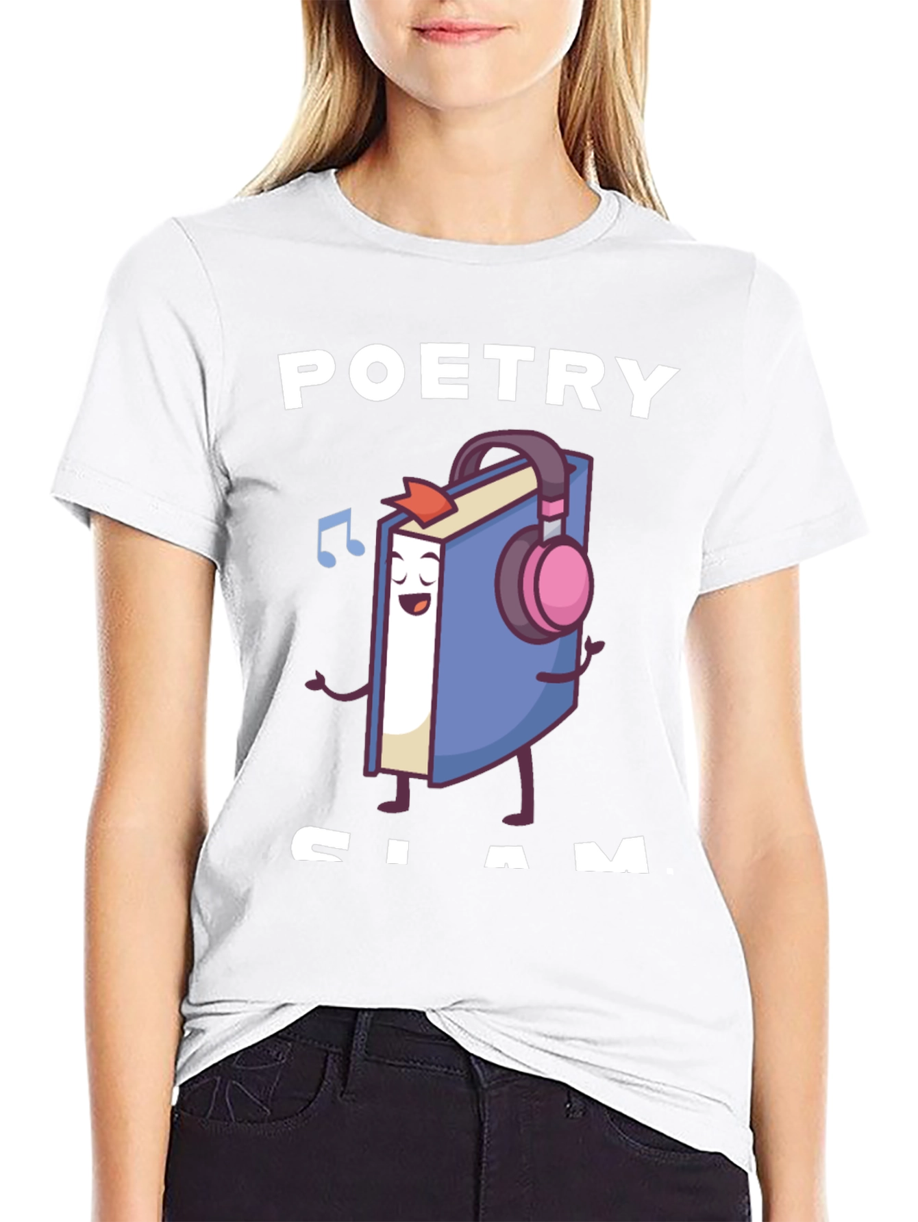 Poetry Slam T-Shirt - Book with Headphones Graphic Tee